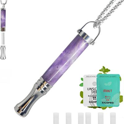 Collar de Respiración con Núcleo de Algodón de Menta, Ayuda para Dejar de Fumar y Vapear para Alivio del Estrés, Meditación, Relajación y Ansiedad, Mindful Breathefree