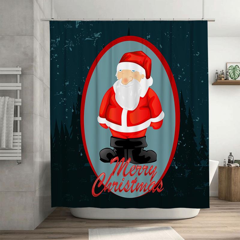 

Tu Santa Claus Shower Curtain Christmas Bathroom Decor Festive Holiday Print Waterproof Home Decor Xmas Party Supplies Gift W60H190(CM)-1 Pcs