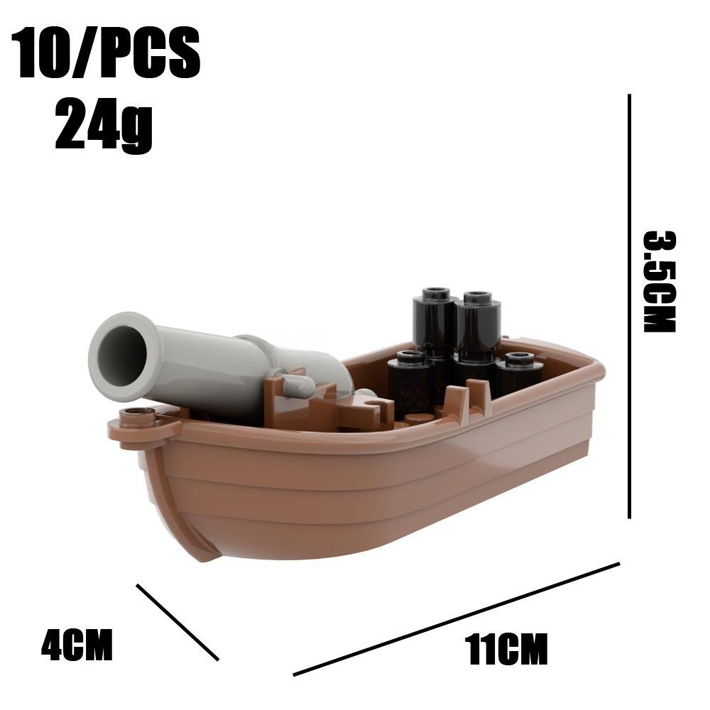 Assemble Small Particle Building Block Drifting Raft Pirate Gunboat Port Scene Tabletop Ornament