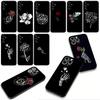 For Apple iPhone 16 15 14 Plus 13 12 Mini 17 Pro Max + ProMax 16E Air 15+ Phone Cover Case Black White Rose Flower Casing