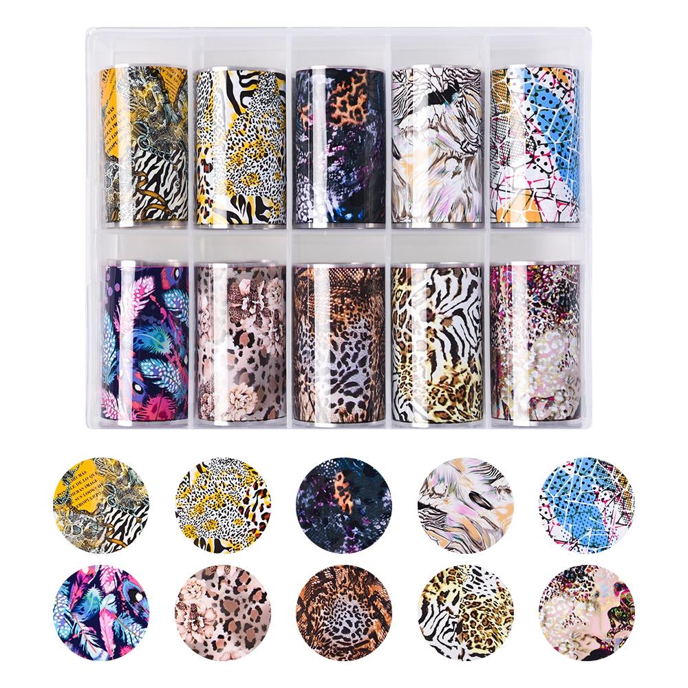 

KADS, 10 рулонов/коробка, переводные наклейки для дизайна ногтей, леопардовые бабочки, узоры, 28 комплектов, украшения из фольги для дизайна ногтей, наклейки для дизайна ногтей 07