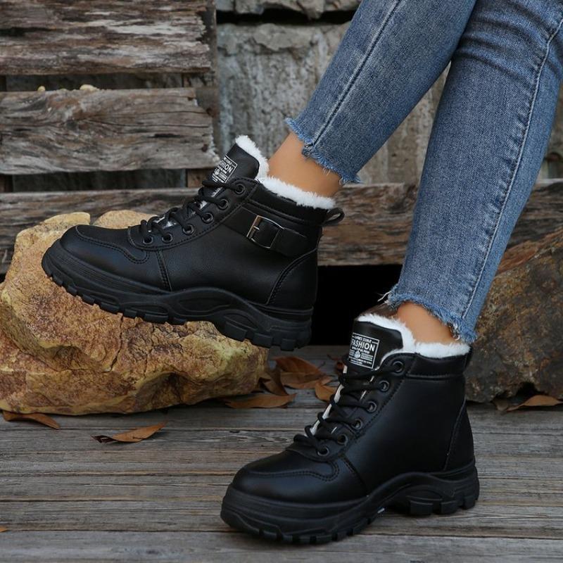Fashion 2025 Winter Warm Sport Boots Women's Short Plush Ankle Boots Fashion Versatile Platform Lady Shoes Lightweight Sneakers Botas
