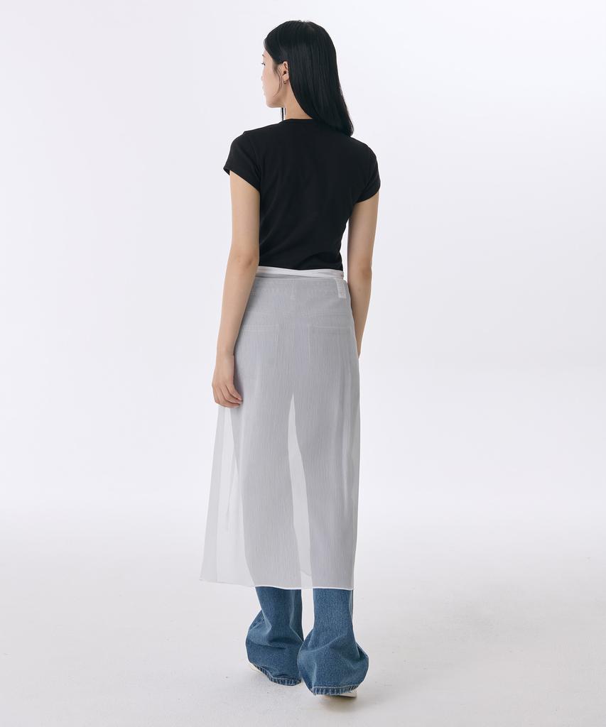 Musinsa Standard Woman Women'S Sheer Crinkle Layered Wrap Skirt_Long [White]