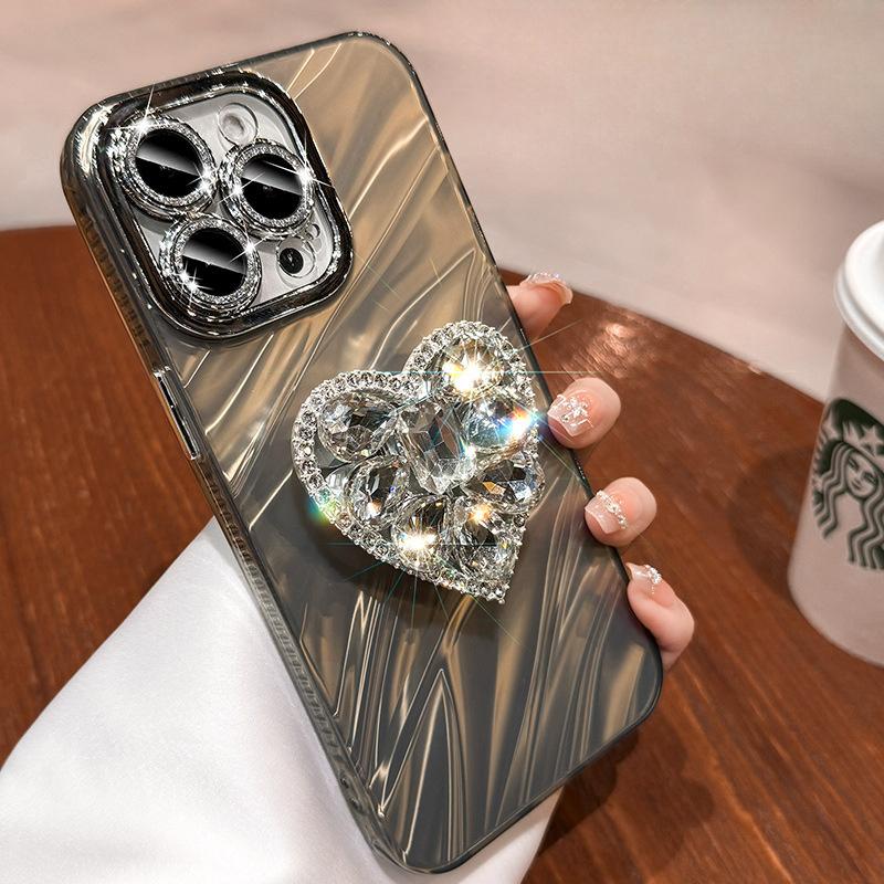 Applicable To IPhone16 Mobile Phone Case Rhinestone Bracket 13 Apple 15 Promax Anti-fall Cover 14 Luxury Full Package
