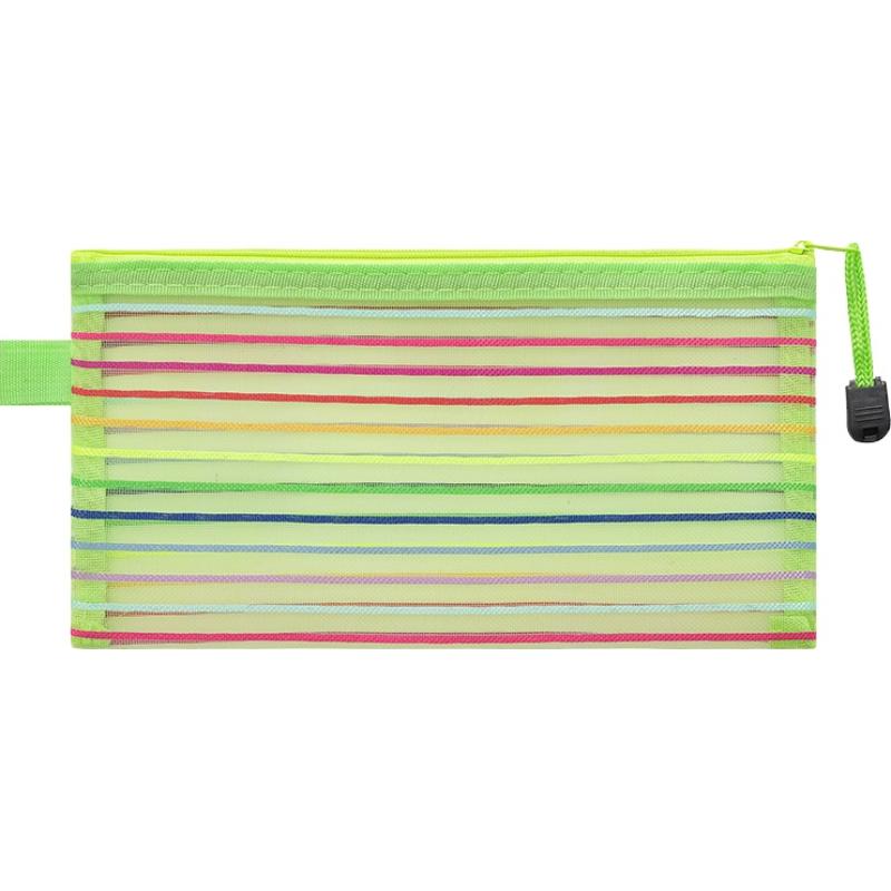 Colorful Mesh Zipper Pouch Bags Transparent Pencil Case Makeup Cosmetic Storage Bag Travel Organizer Stationery Office School