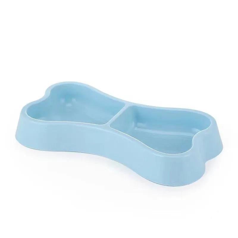 Plastic Pet Double Bowls for Cats Dogs 2-in-1 Food Water Feeder Non-Slip Durable Feeding Bowl
