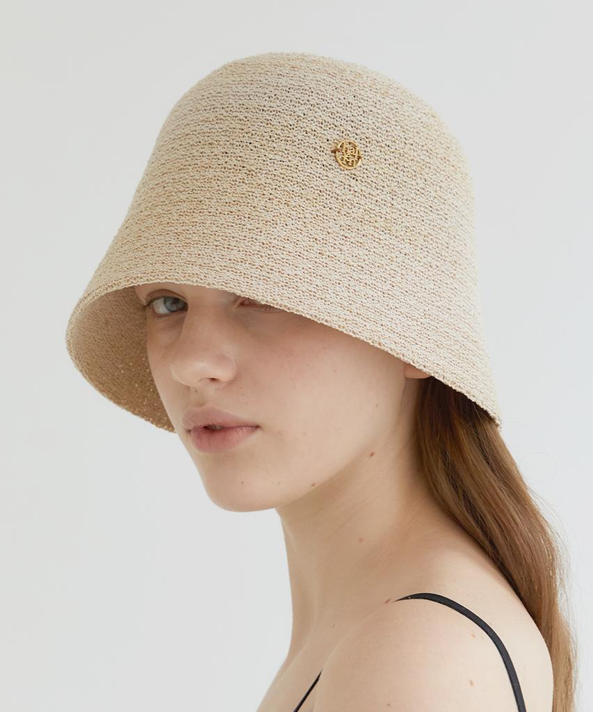 Ciondolo Logo Hallen Cappello a Secchiello in Rafia (C006_Beige)