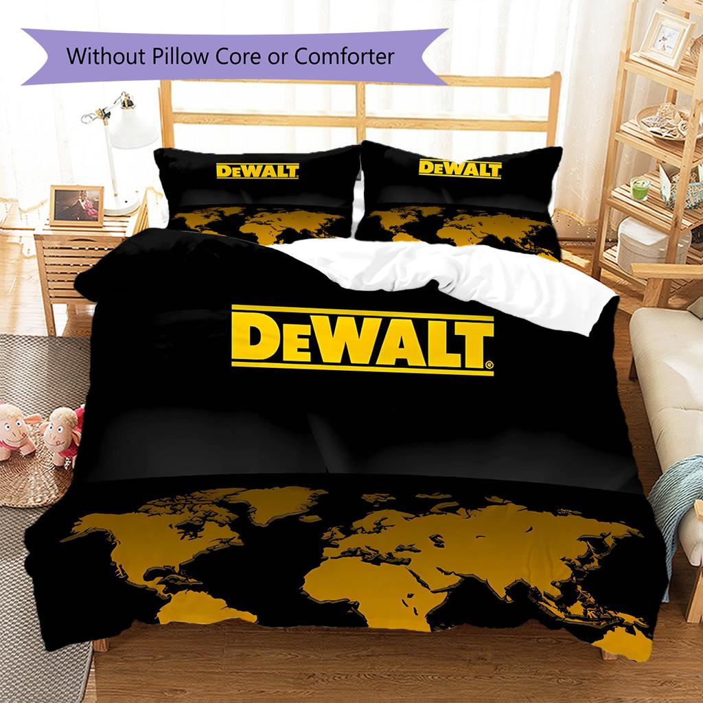 Dewalt Tool Pattern Bedding Quilt Set Quilt Cover Pillowcase Home Decoration Gift (1 * duvet cover + 2 * pillowcase, without core)