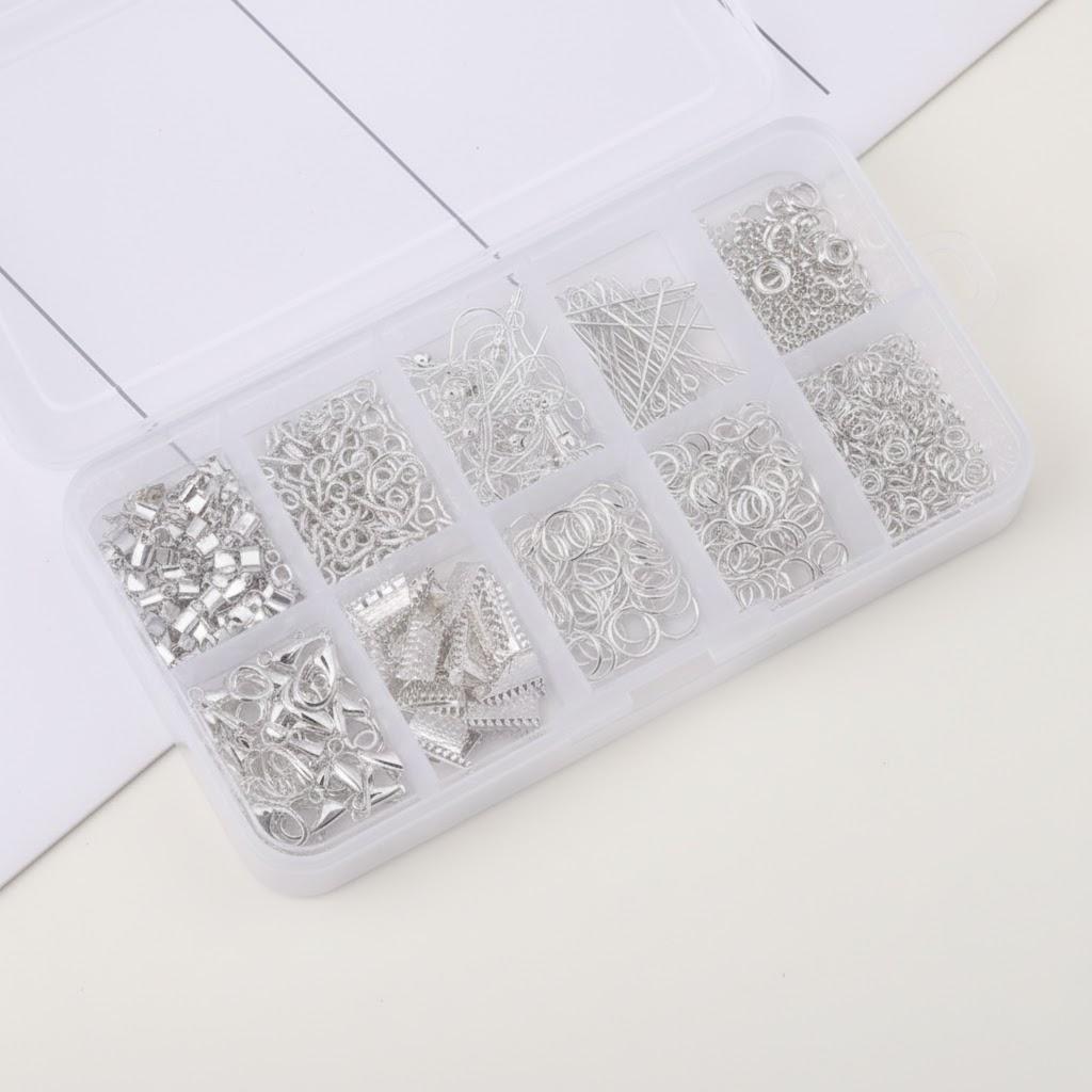 

Alloy Jewelry Making Kit with Lobster Clasps Open Jump Rings Earring Hooks for DIY Craft Accessories серебряный