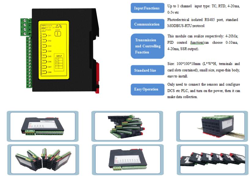 KEHAO 1 Channel Analog Signal Converter 0-10V 4-20mA Input Modbus RS485 Optical Isolated Data Acquisition Module