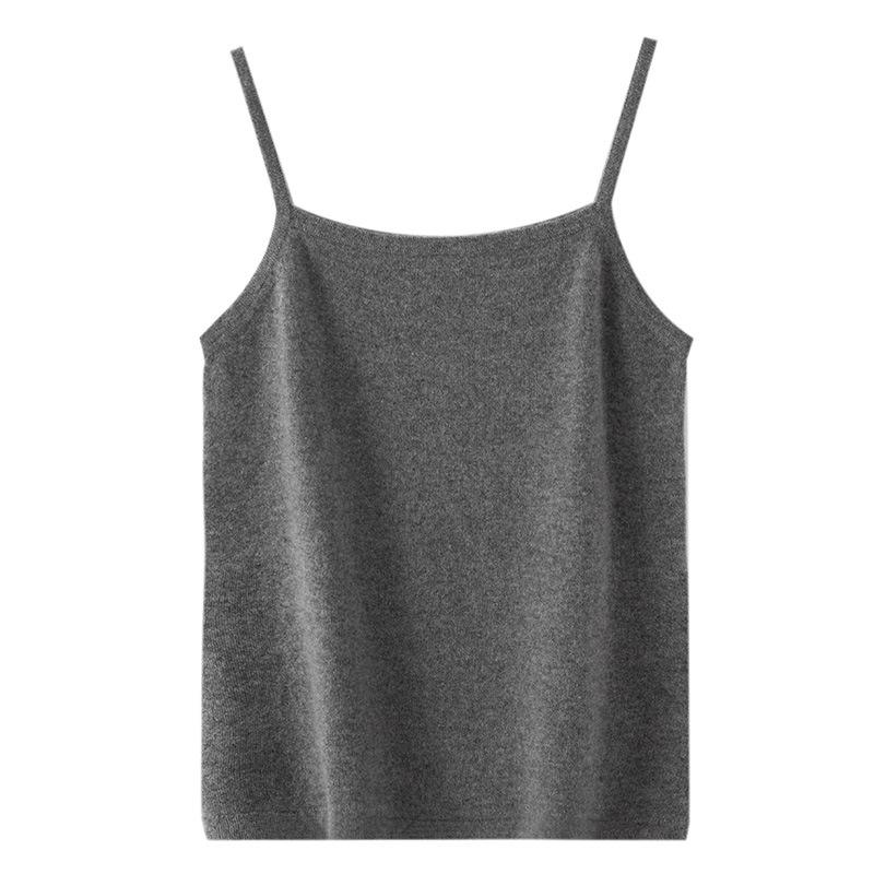 Le Kasha Women's Pure Cashmere Soft Sleeveless Camisole with Double Straps - Solid Autumn/Winter Wear