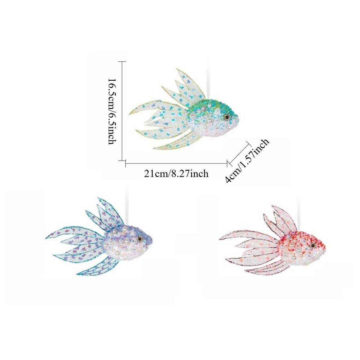 

3 шт. бисерные синие коралловые рифовые рыбки из выдувного стекла рождественские украшения для дома, спальни, гостиной, декора разноцветный