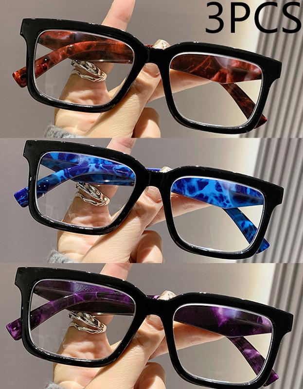 1/2/3PCS Anti Blue Light Reading Glasses Trendy Square Frame For Men Women Spring Large Frame 2225