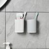 Simple Wall Mounted Mouthwash Cup With Holder Drill-Free Toothpaste Storage Shelf Bathroom Storage Organizer Portable Mouth Wash Cup Suit