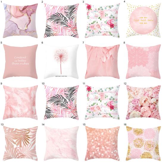 Cushion Cover Soft Washable Square Shape Rose Feathers Nordic Pillowcase for Bed