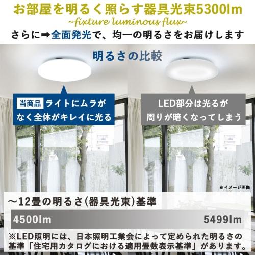 Yamazen LED Ceiling Light, 12 Tatami Mats (Japan Lighting Industry Association Standards), 5300lm, Indoor Lighting, Ceiling Lighting, 10 Level Dimming