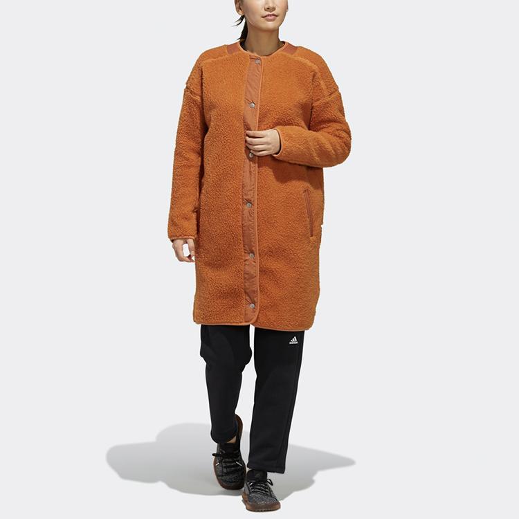 Adidas W S2S Boact Casual Sports Mid-Length Plush Knitted Jacket Women Jacket Khaki-Brown ED1511