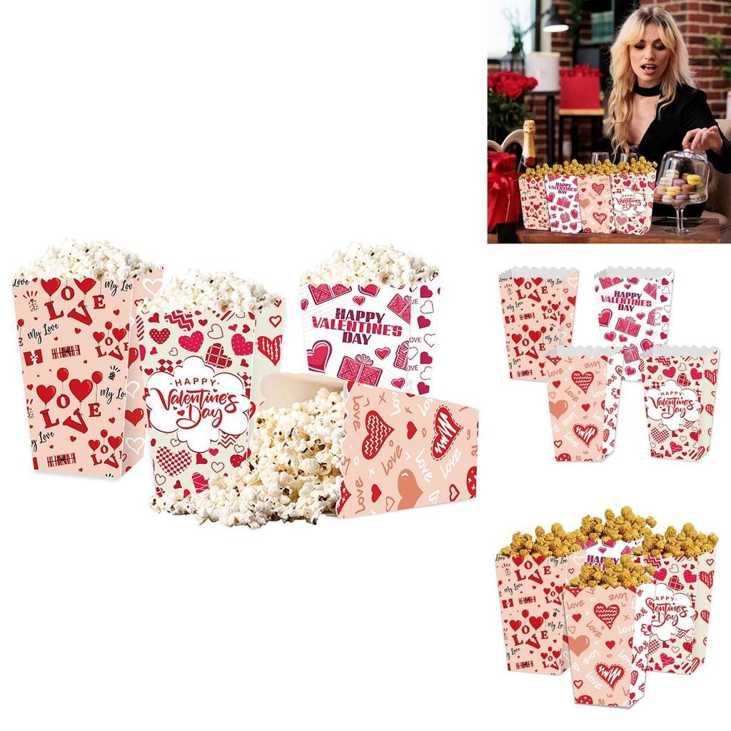 Love You Valentines Day Paper Popcorn Box With Cartoon Style For Party Decor And Gift