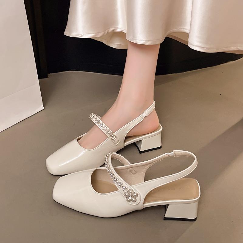 

2025 New Fashion Square Toe Premium Real Sandals Summer Women Sandals 2025 Temperament Elegant Banquet Sandals Trendy 35