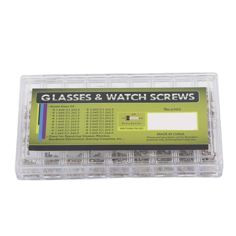 1800pcs/box Stainless Steel Mini Repair Screws Storage Case Watch Repair Kit  Eyeglass Repair