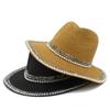 Summer Pearl Shade Panama Straw Hat Wide Brim British Wind Vacation Beach Hat Outdoor Travel Sun Hat