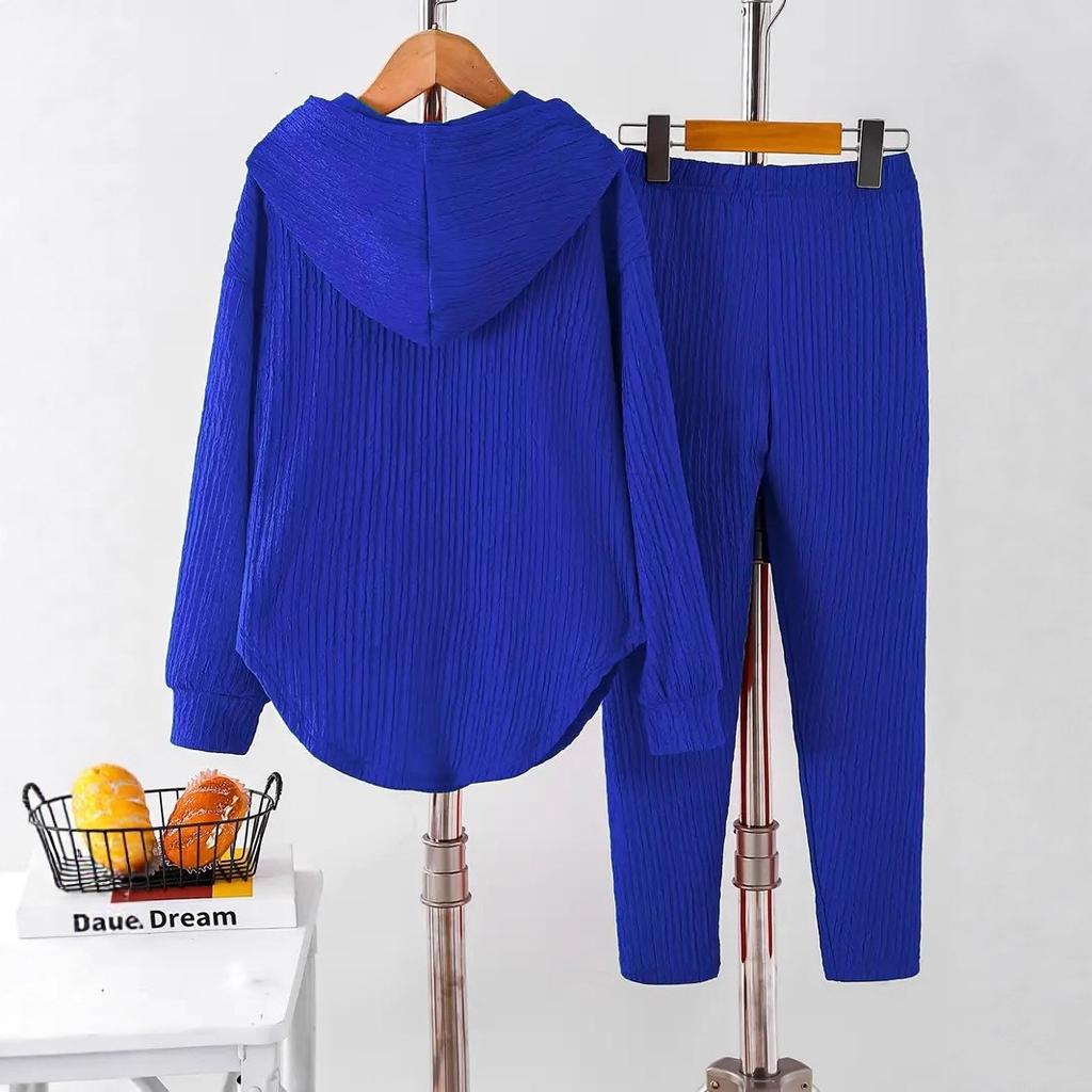 Casual Hooded Tops 2 Piece Sets for Women Fashion Solid High Waist Long Pants Set Female Holiday Women's Clothing Autumn Winter