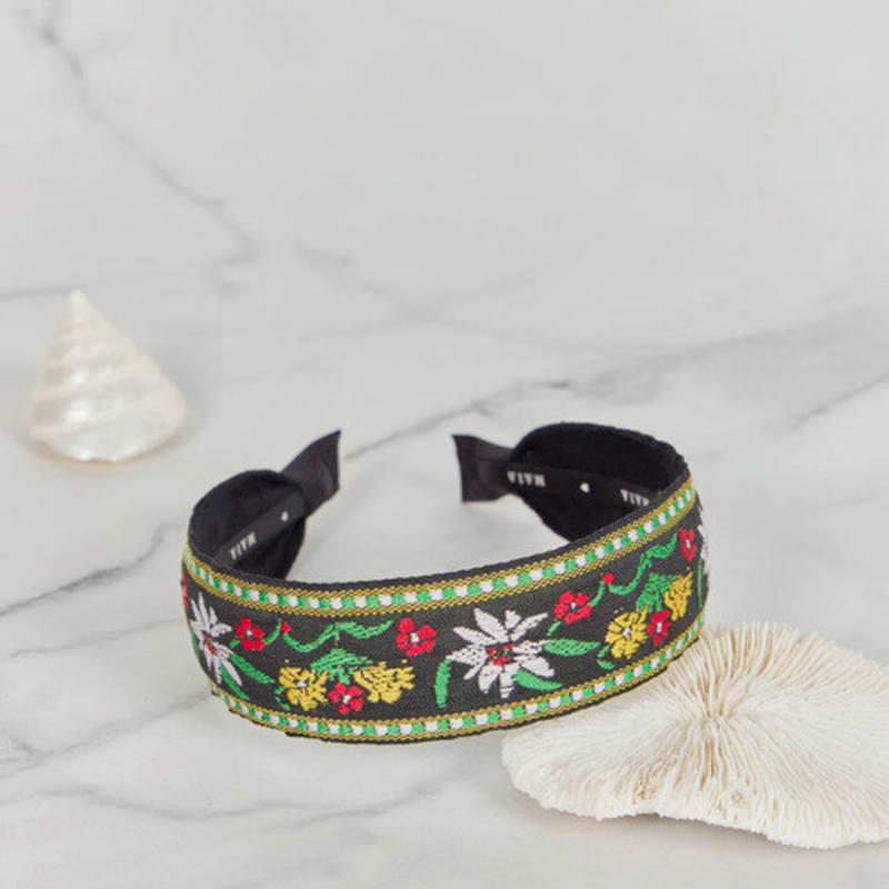 MAIA Green Flower Jacquard Hairband - Plain Yellow-Green