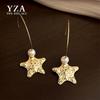 European & American Hammered Star Freshwater Pearl Luxury Earrings for Women