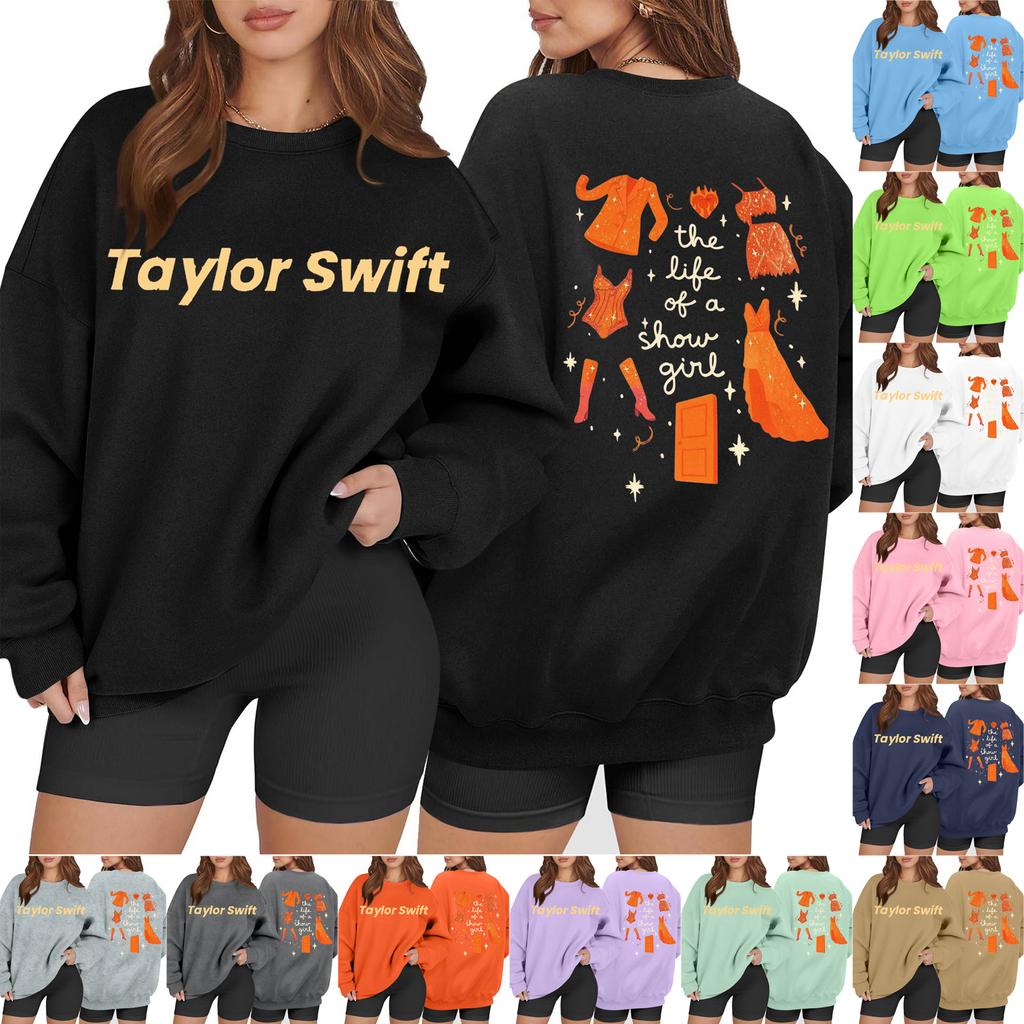 Women's Casual Fashion Long Sleeve Printed Round Neck Sweatshirt Top