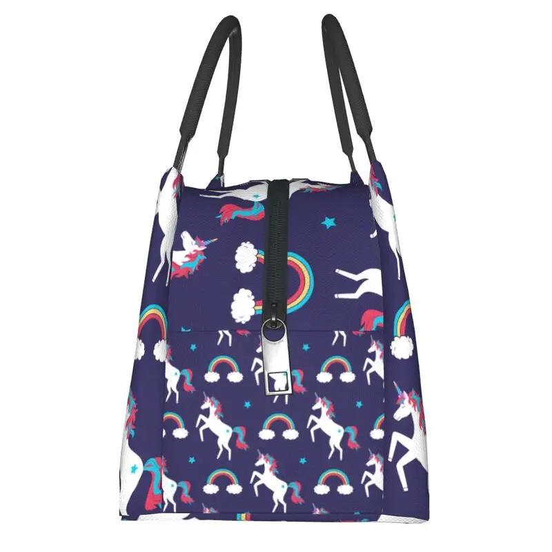 Custom Cartoon Unicorns Rainbows Lunch Bags Men Women Warm Cooler Insulated Lunch Boxes for Office Travel