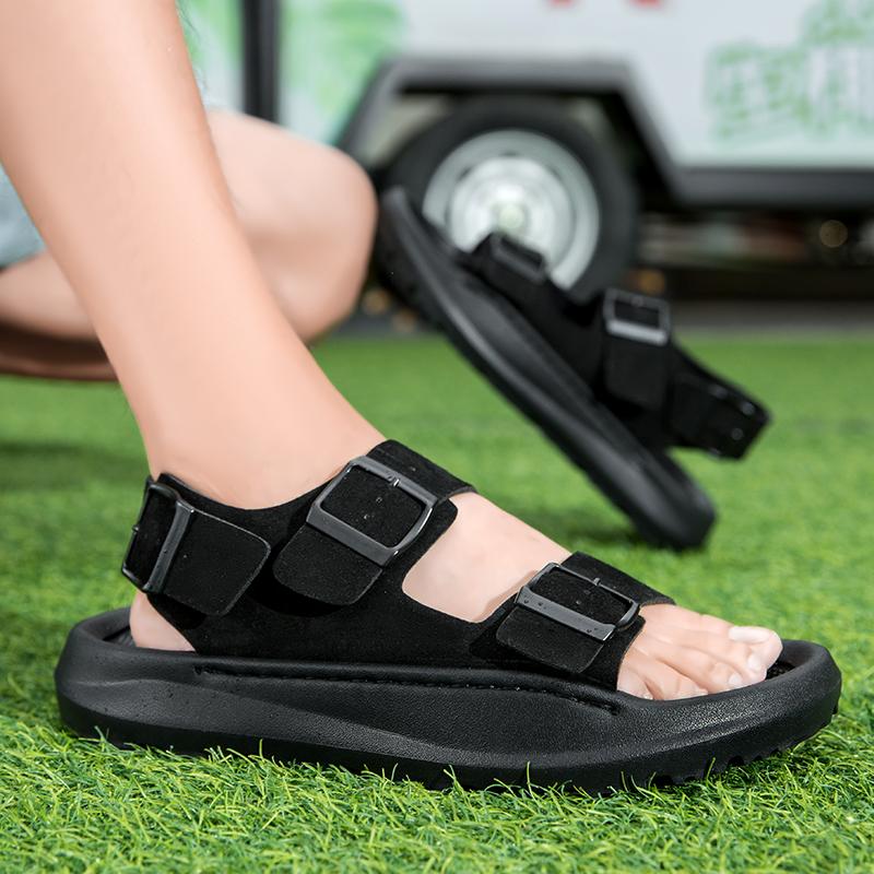 Fashion Hot Sale Summer Sneakers Outdoor Non-slip Men's Sandals Genuine Leather Male Beach Footwear New Fashion Open-toe Men Roma Flats