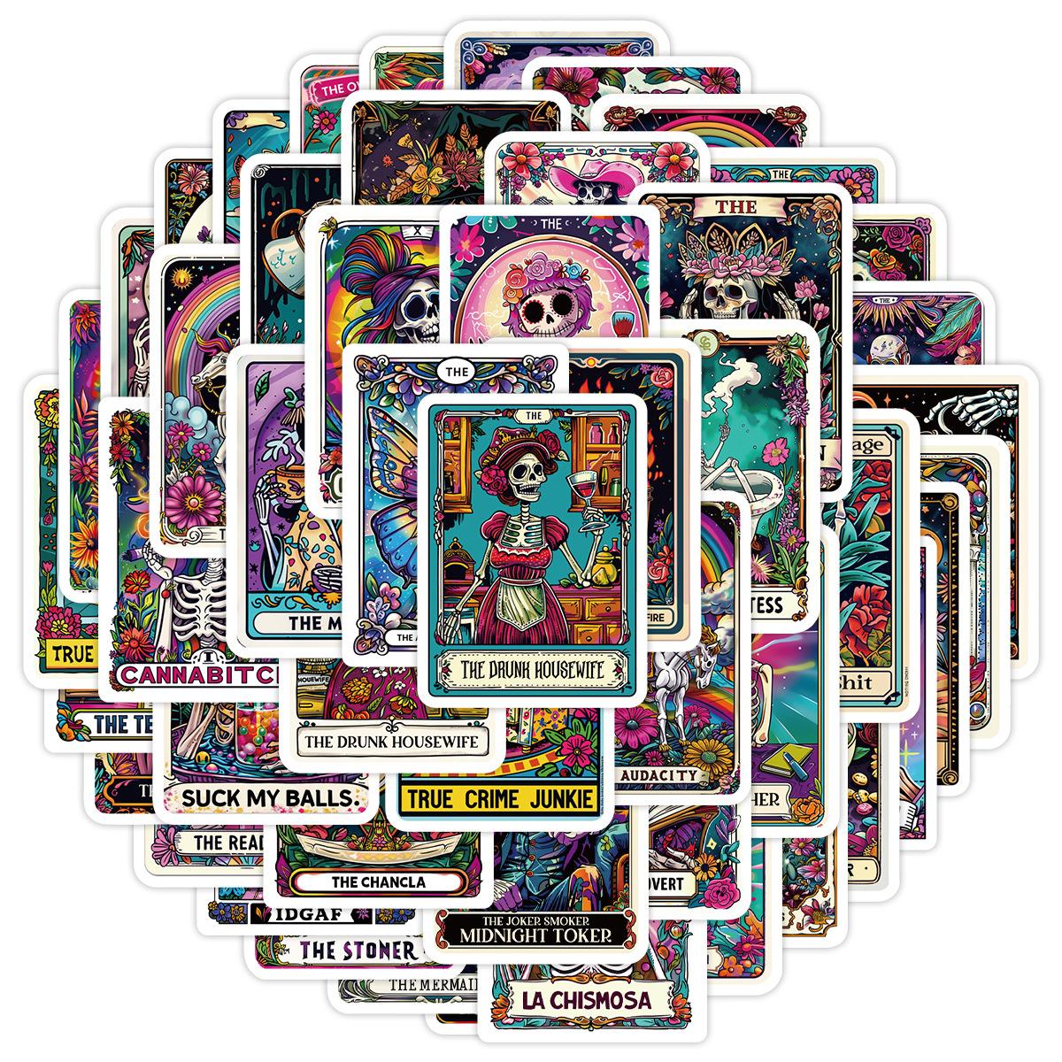 

50 Nordic Style Tarot Card Series Graffiti Stickers Water Cup Notebook Skateboard Waterproof Decorative Stickers