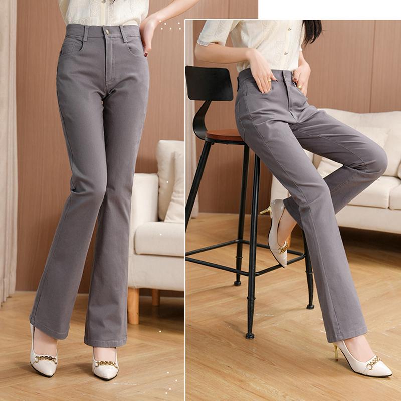 

Женские джинсы-буткат стрейч, расклешенные джинсы узкого кроя со средней посадкой, женские повседневные джинсы 30 темно-серого