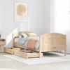 VidaXL Bed Frame with Headboard 75x190 Cm Solid Pine Wood, Bedroom Furniture, Slatted Base, Wooden Bed, Bed, 3301812