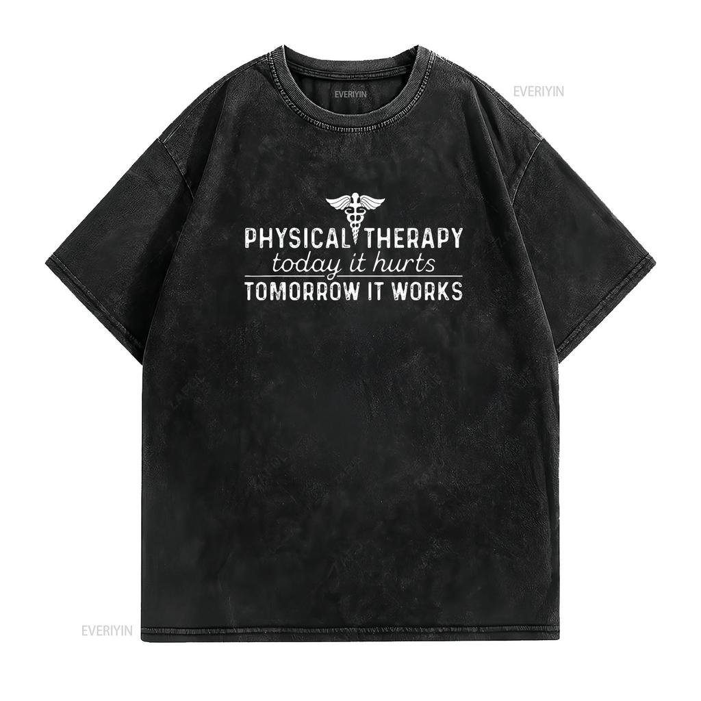 Mens Physical Therapy Today It Hurts TherapisT T Shirt Black Medium vintage Washed fashion Breathable Soft Stretched Casual