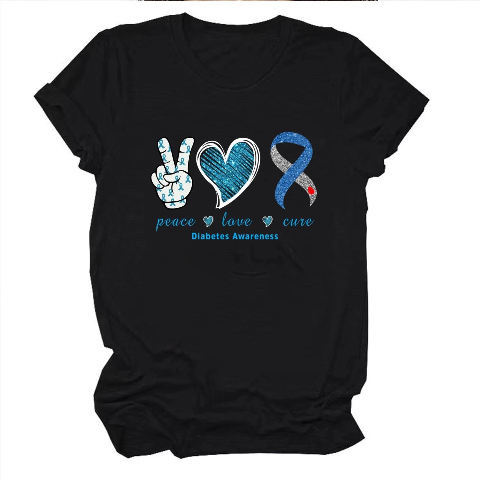 Peace Love Diabetes Awareness Shirt, In November We Wear Blue Shirt, for Support S