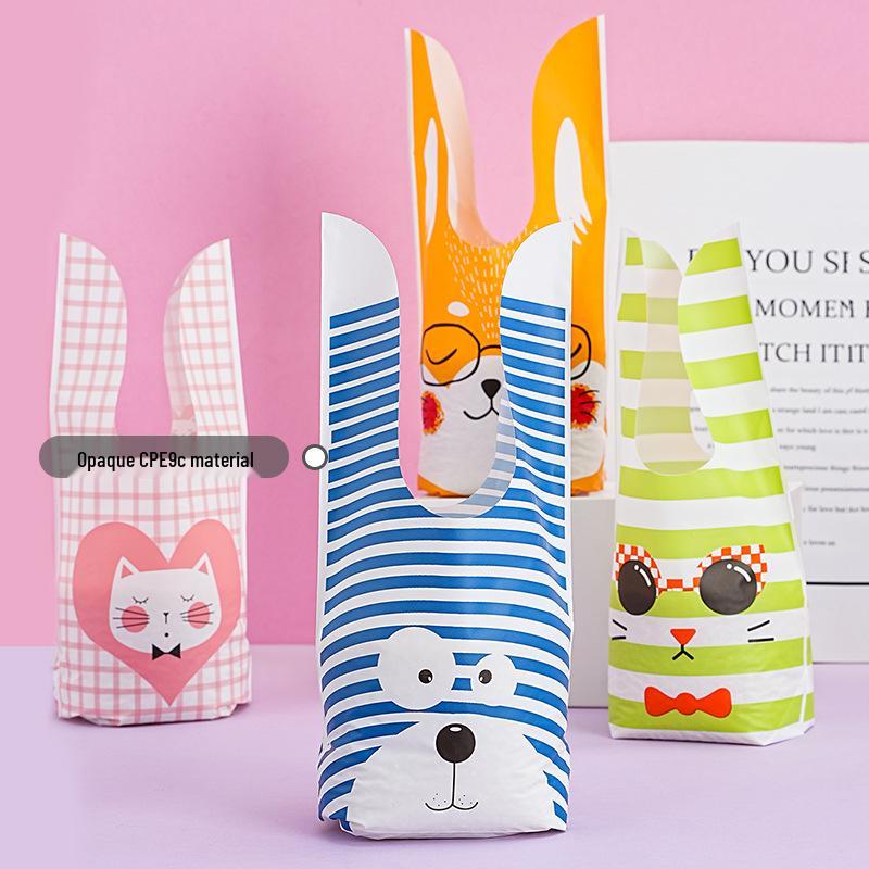 2025 Cartoon Rabbit Ear Plastic Bags for Snacks & Baking - Gift Set of 50