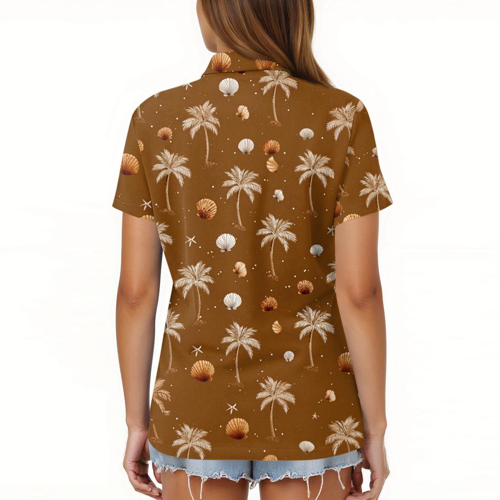 Women's Fashion Casual Lapel Short Sleeve Printed Shirt Women's Button Up Tops