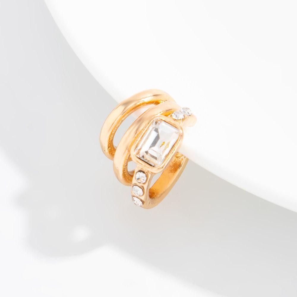 Multi-Layer Triple Ring Clip Silver No Piercing Earrings Hip Hop Gold Jewelry  Wear