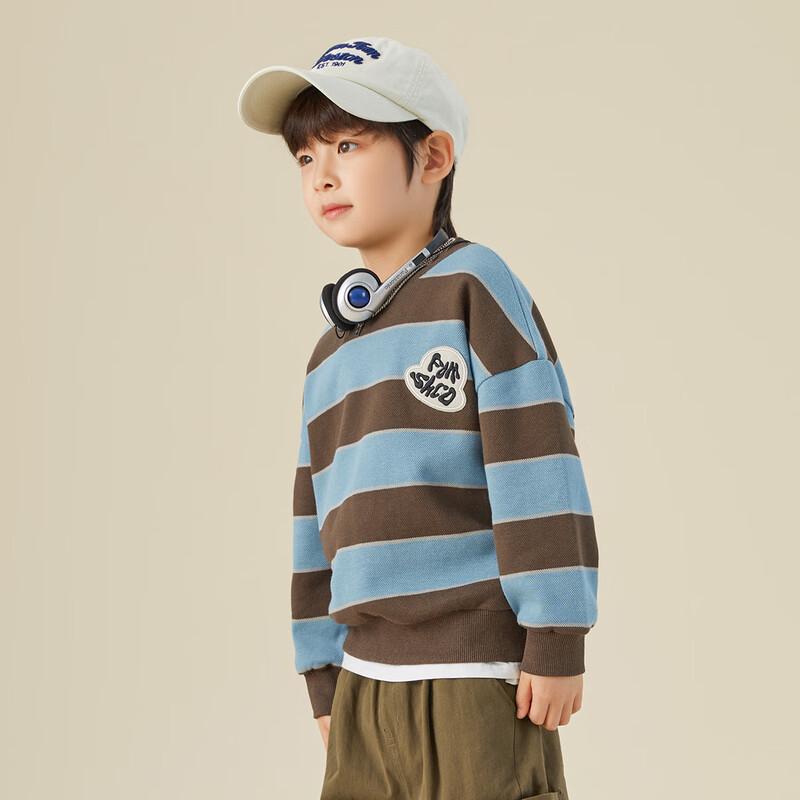 DuoduoJia Boys' Striped Pique Cotton Sweatshirt