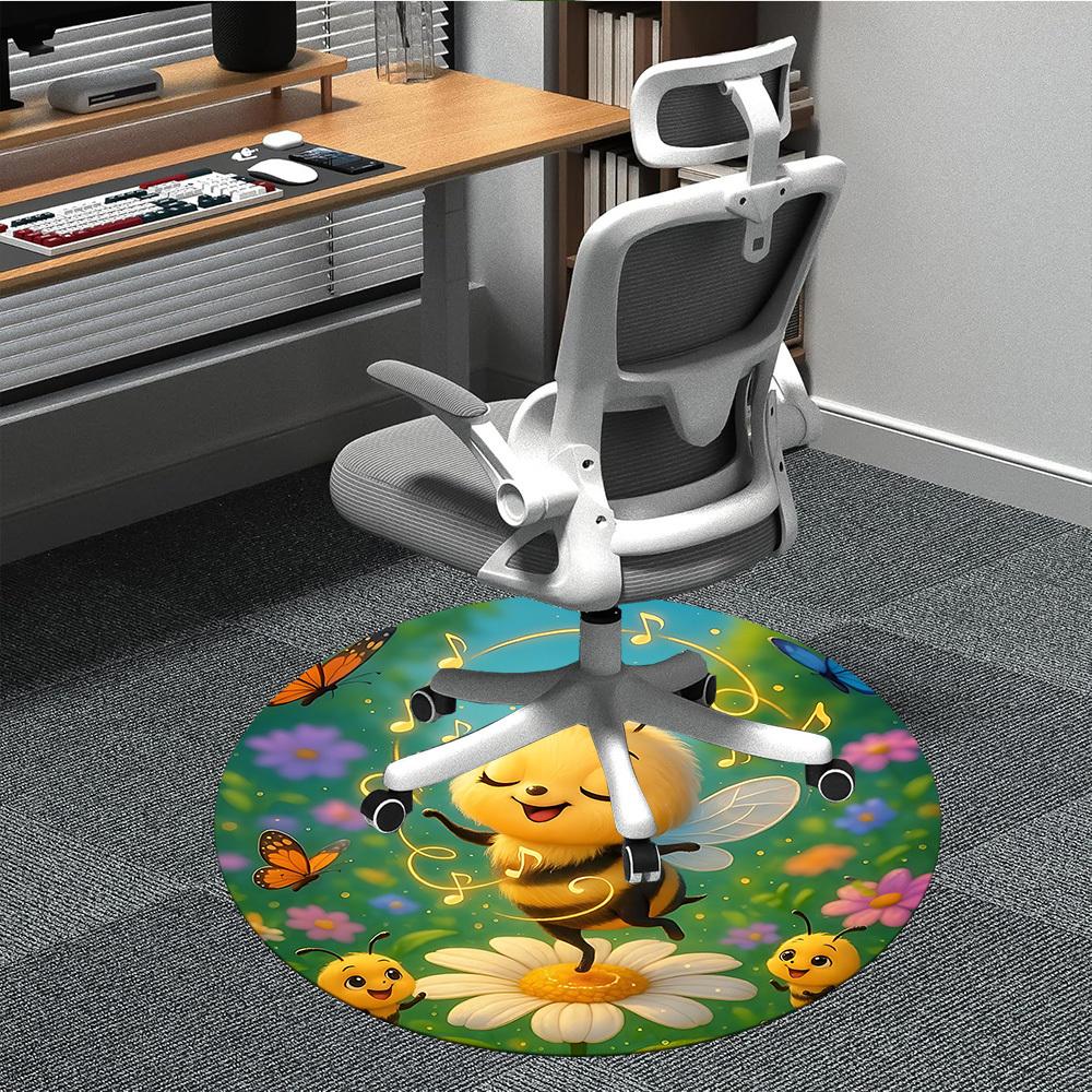 

1PC Bee Garden Office Round Area Rug, Indoor Mat Suitable ForOffice, Under Office Chairs Bedroom Living Room Home Decor, Room Deco, D134 80cm by 80cm