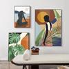 Abstract Nude Girl African Woman Monstera Leaves Poster Nordic Canvas Painting Wall Art Pictures Living Room Home Decor Modern