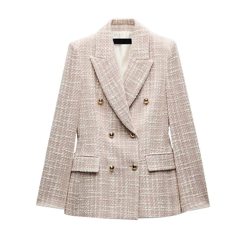 Spring New Arrival Women's Clothing Classic Style Texture Double Breasted Long Sleeves Lapel Casual Suit Jacket 9192156