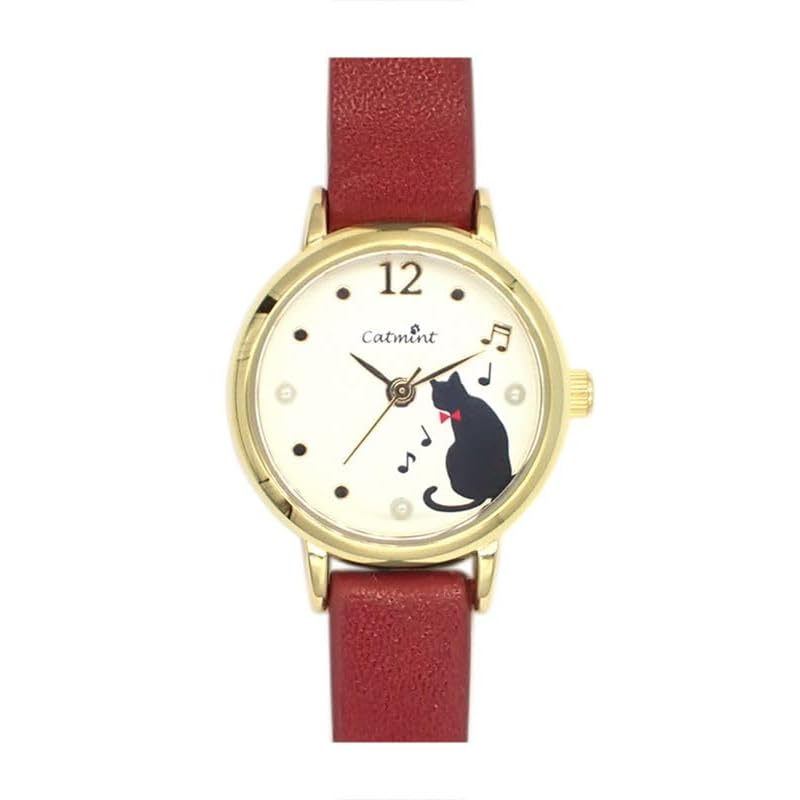 

[Follow] watch catmint cat pearl watch H01421S-1 RD ladies red