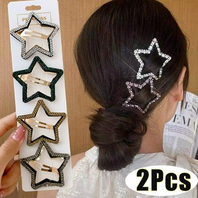 Star Rhinestone Hairpins New Fashion Shiny Star Pentagram Hair Clip Girls Women Exquisite Hair Pins Barrettes Hair Accessories