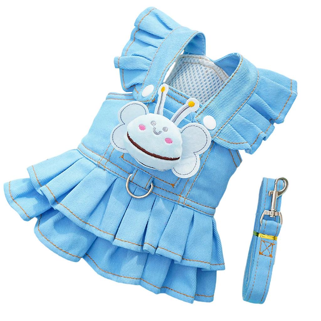 Bright Dog Harness Dress with Lead for Small Breeds Walking Training Vest for Comfortable and Safety Outdoor Activity