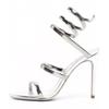 Sandali Gladiatore Sexy con Tacco Alto Donna Fascia Stretta Corda di Serpente Intorno alla Caviglia Scarpe Estive con Tacco a Spillo