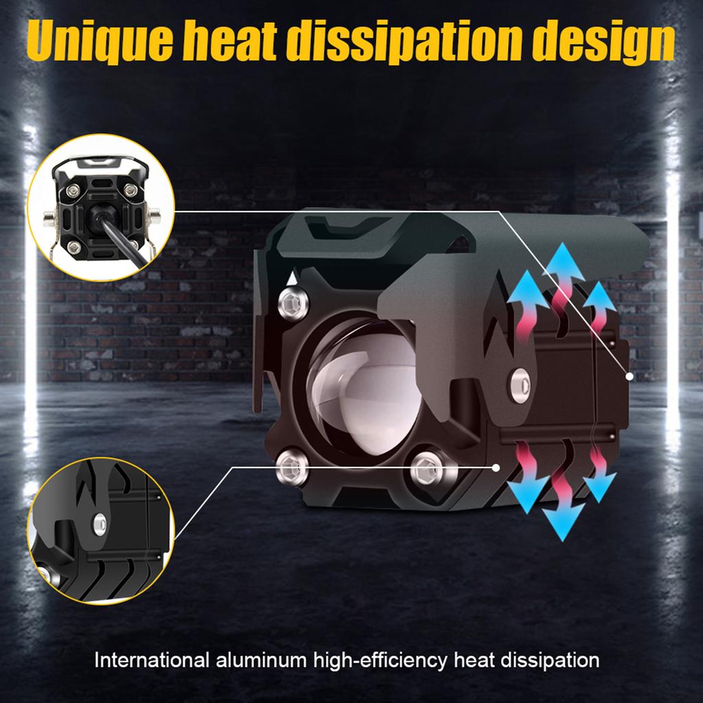 Motocyklové LED mlhové světlomety 60W bílé a oranžové LED podstavce Projektorová světla Bodové světlo