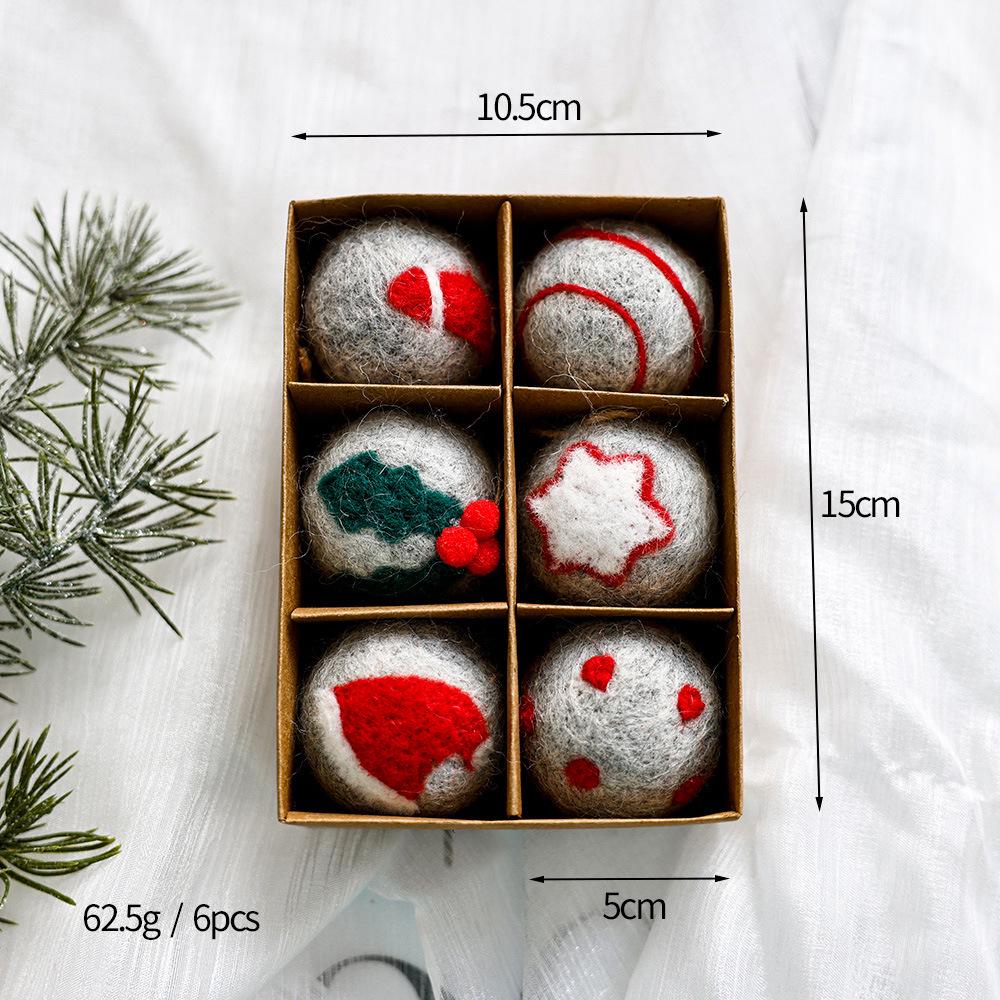 Christmas Ornament Set: Flocked & Painted Hanging Balls In Gift Box for Tree Decoration