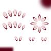 Glossy Press On Nail Almond Shaped Wine Red French Tip With White Polkas Dots and Bows Design 24Pcs for Women Party
